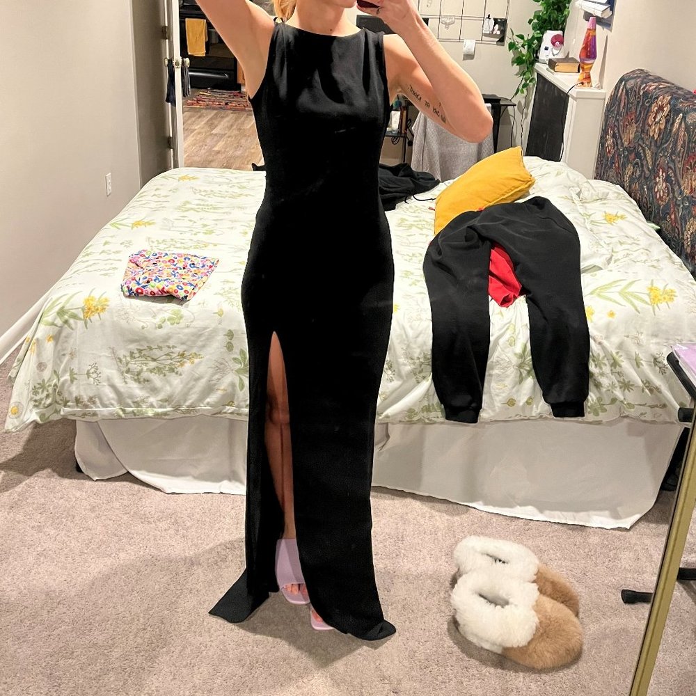 Black Backless Evening Gown